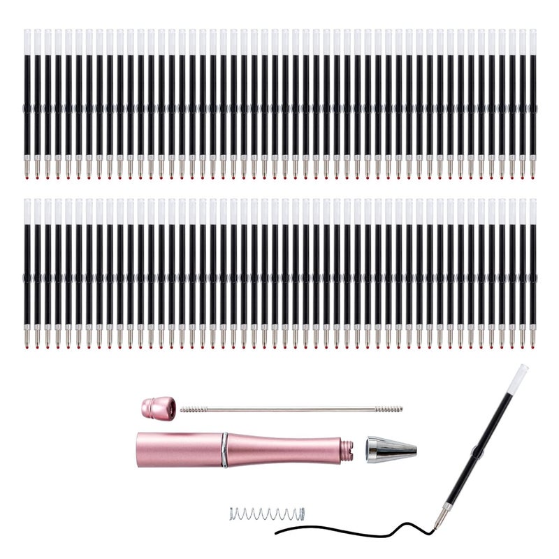 PASISIBICK 100 Pieces Plastic Beadable Pen Refills  2.44 inch/6.2 cm Black Ink Smooth Writing Pen Refills for Bead Pens DIY PPL Gift(Pack of 100) - Image 1